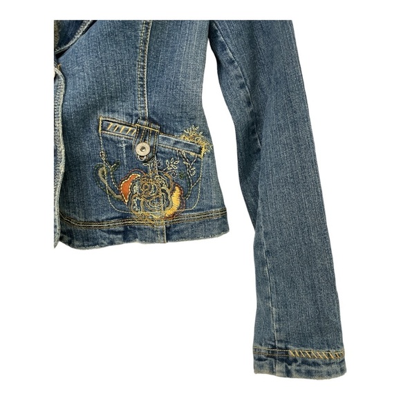 DKNY Blue Jean Jacket with Embroidered Detail - Picture 3 of 10